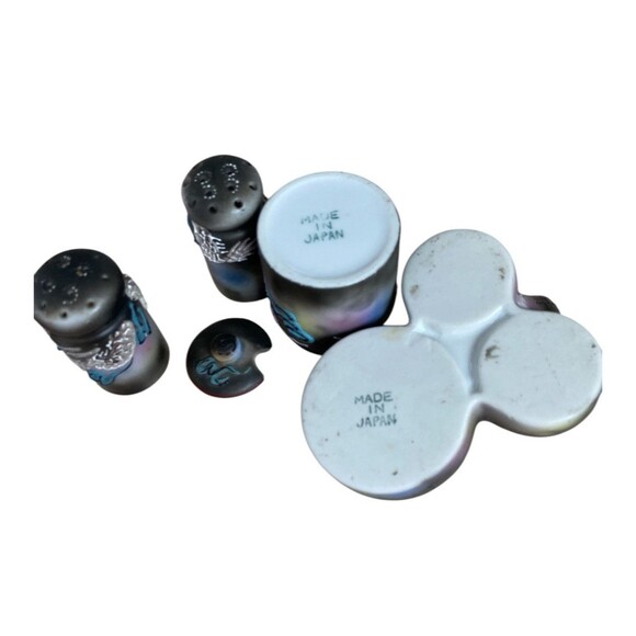 Vintage Japanese Moriage Dragonware Salt & Pepper + Mustard Pot 1920‑50s - Picture 2 of 6